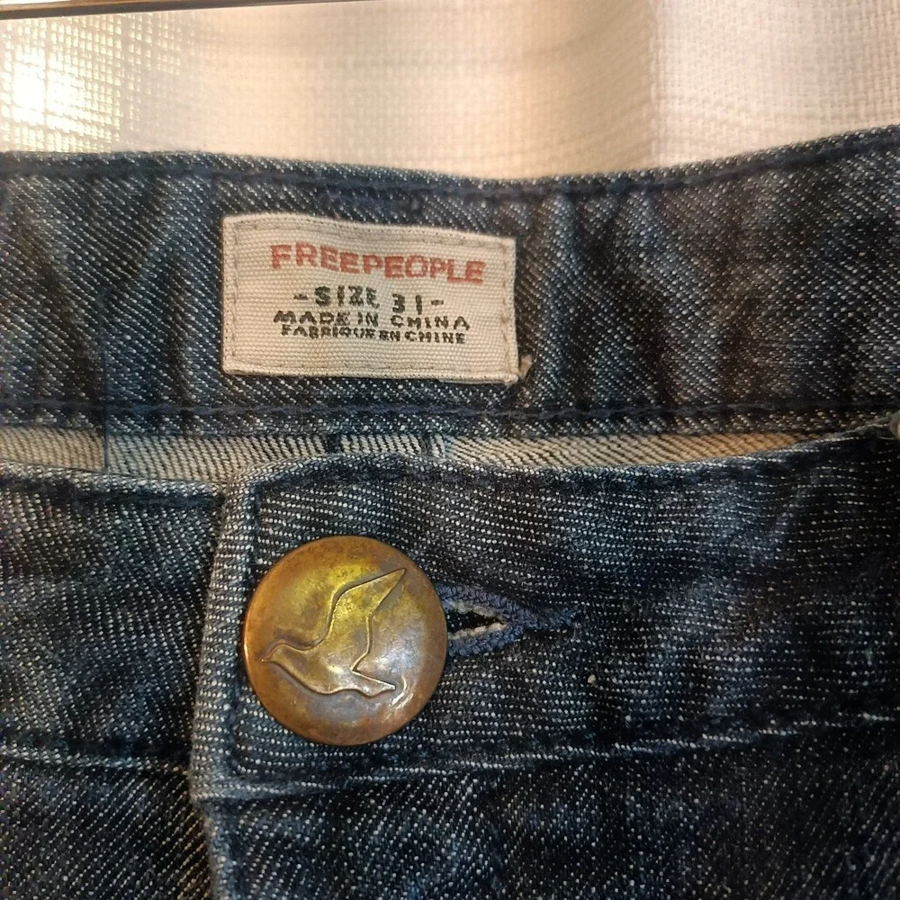 Free People Womens 31 Dark Wash Straight‎ Leg Denim Jeans Mid Rise Vtg Casual
